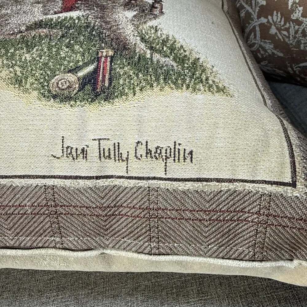 Hines of Oxford Terrier Dog Tapestry Pillow NWT 16x16 Zippered Cover READ